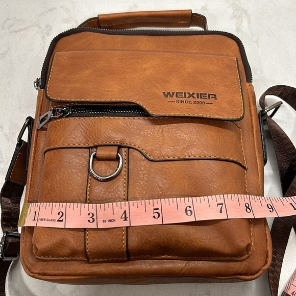 Weixer Crossbody Men’s Shoulder Bag Vintage Leather Vertical Hand Business NWOT - Picture 12 of 16